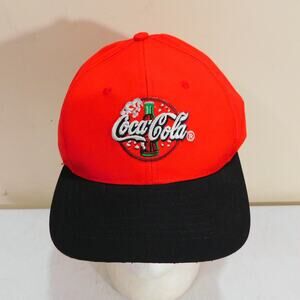 Vintage Coca Cola Strapback Hat Riverside Adjustable Red Black Embroidered 90s